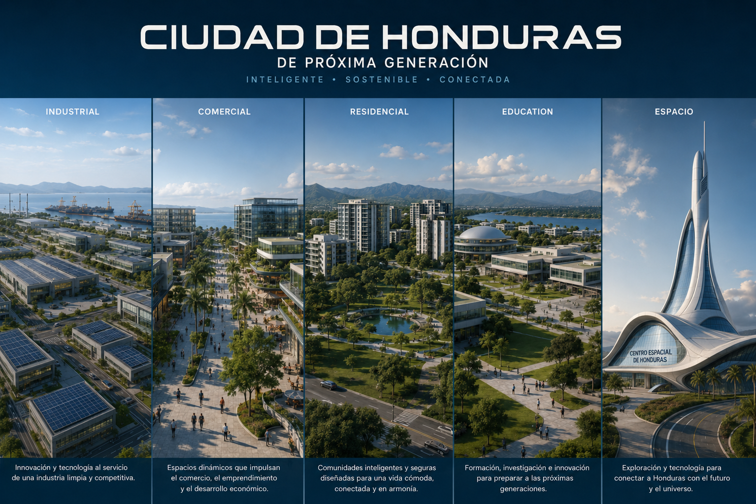 Distritos de la Ciudad de Honduras: Industrial, Comercial, Residencial, Educación y Espacio